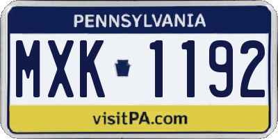 PA license plate MXK1192