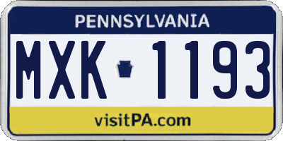 PA license plate MXK1193