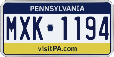 PA license plate MXK1194