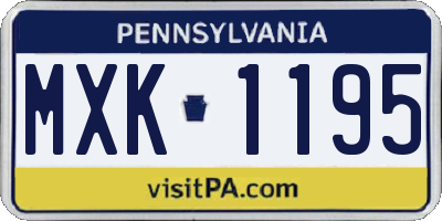 PA license plate MXK1195
