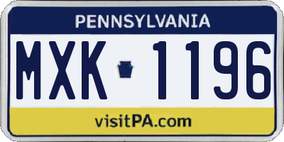 PA license plate MXK1196