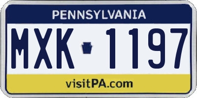 PA license plate MXK1197