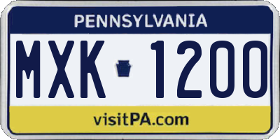 PA license plate MXK1200