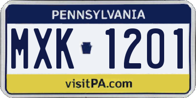 PA license plate MXK1201