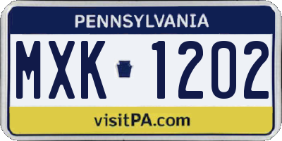 PA license plate MXK1202
