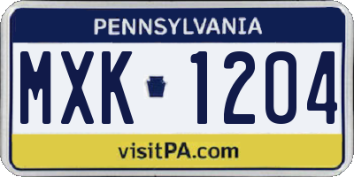 PA license plate MXK1204