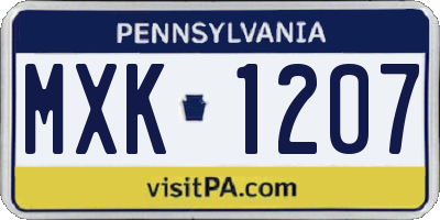 PA license plate MXK1207