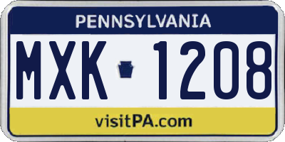 PA license plate MXK1208