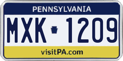 PA license plate MXK1209