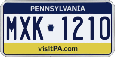 PA license plate MXK1210