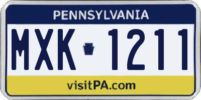 PA license plate MXK1211