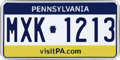 PA license plate MXK1213