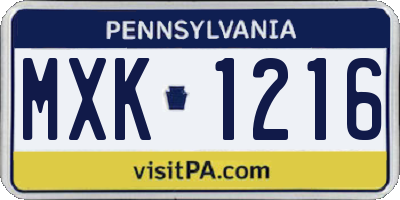 PA license plate MXK1216