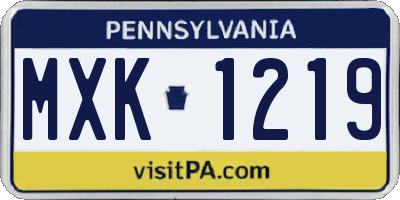 PA license plate MXK1219