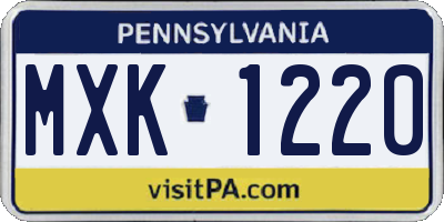 PA license plate MXK1220