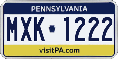PA license plate MXK1222
