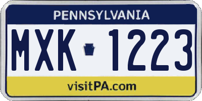 PA license plate MXK1223