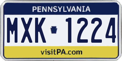 PA license plate MXK1224