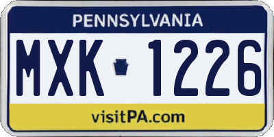 PA license plate MXK1226
