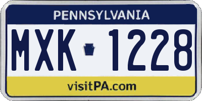 PA license plate MXK1228