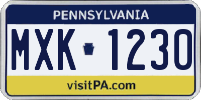 PA license plate MXK1230