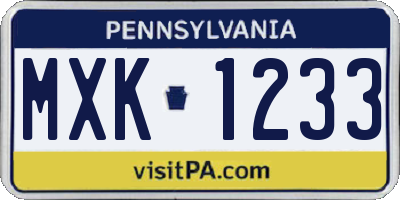 PA license plate MXK1233