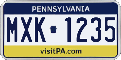 PA license plate MXK1235