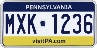 PA license plate MXK1236