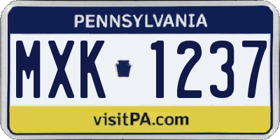 PA license plate MXK1237