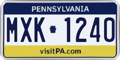 PA license plate MXK1240