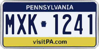 PA license plate MXK1241