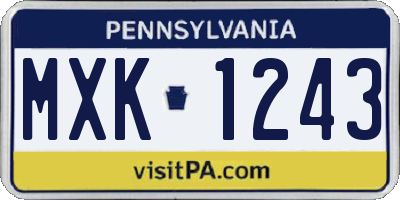 PA license plate MXK1243