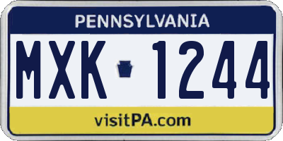 PA license plate MXK1244