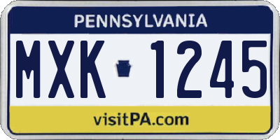 PA license plate MXK1245