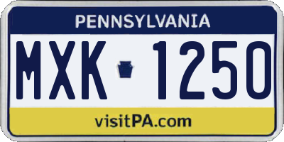 PA license plate MXK1250