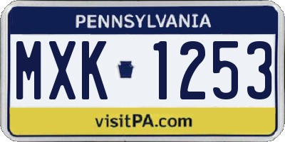 PA license plate MXK1253