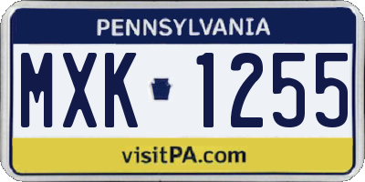 PA license plate MXK1255