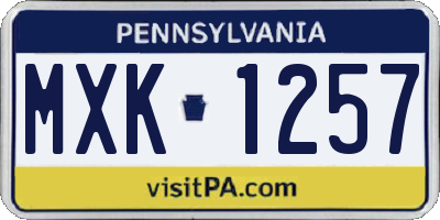 PA license plate MXK1257