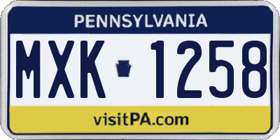 PA license plate MXK1258