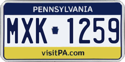 PA license plate MXK1259
