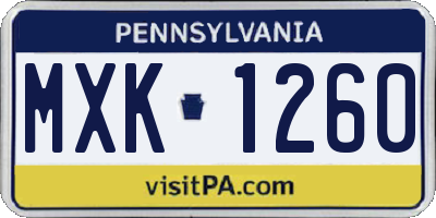 PA license plate MXK1260