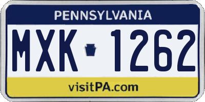 PA license plate MXK1262