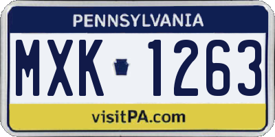 PA license plate MXK1263
