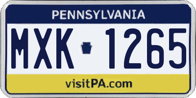 PA license plate MXK1265