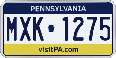 PA license plate MXK1275