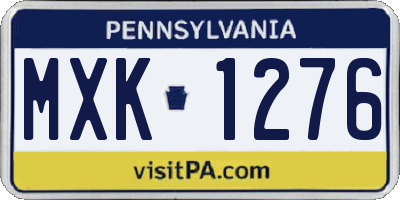 PA license plate MXK1276