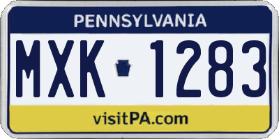 PA license plate MXK1283