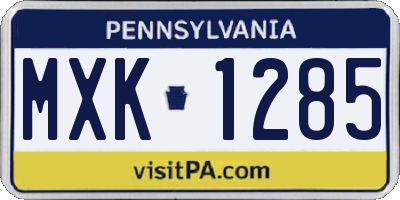 PA license plate MXK1285