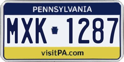 PA license plate MXK1287