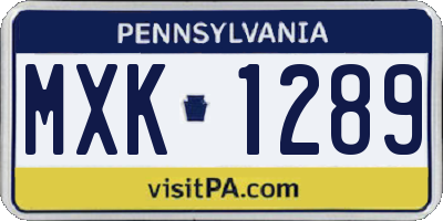 PA license plate MXK1289